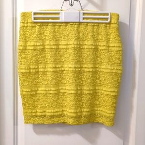 Floral Lace Yellow Mini Skirt